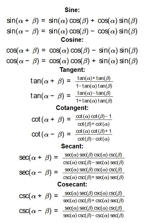 Sum And Difference Identities Calculator